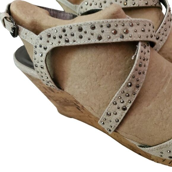 Maurices Linen Bling Wedge Sandals. Cork Size 11 - Picture 5 of 13